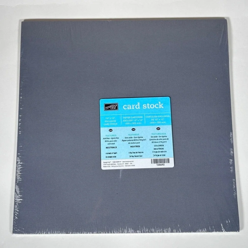 Stampin Up Neutrals 12x12 Textured Card Stock 80lb 24 Sheets 108693 NEW Retired